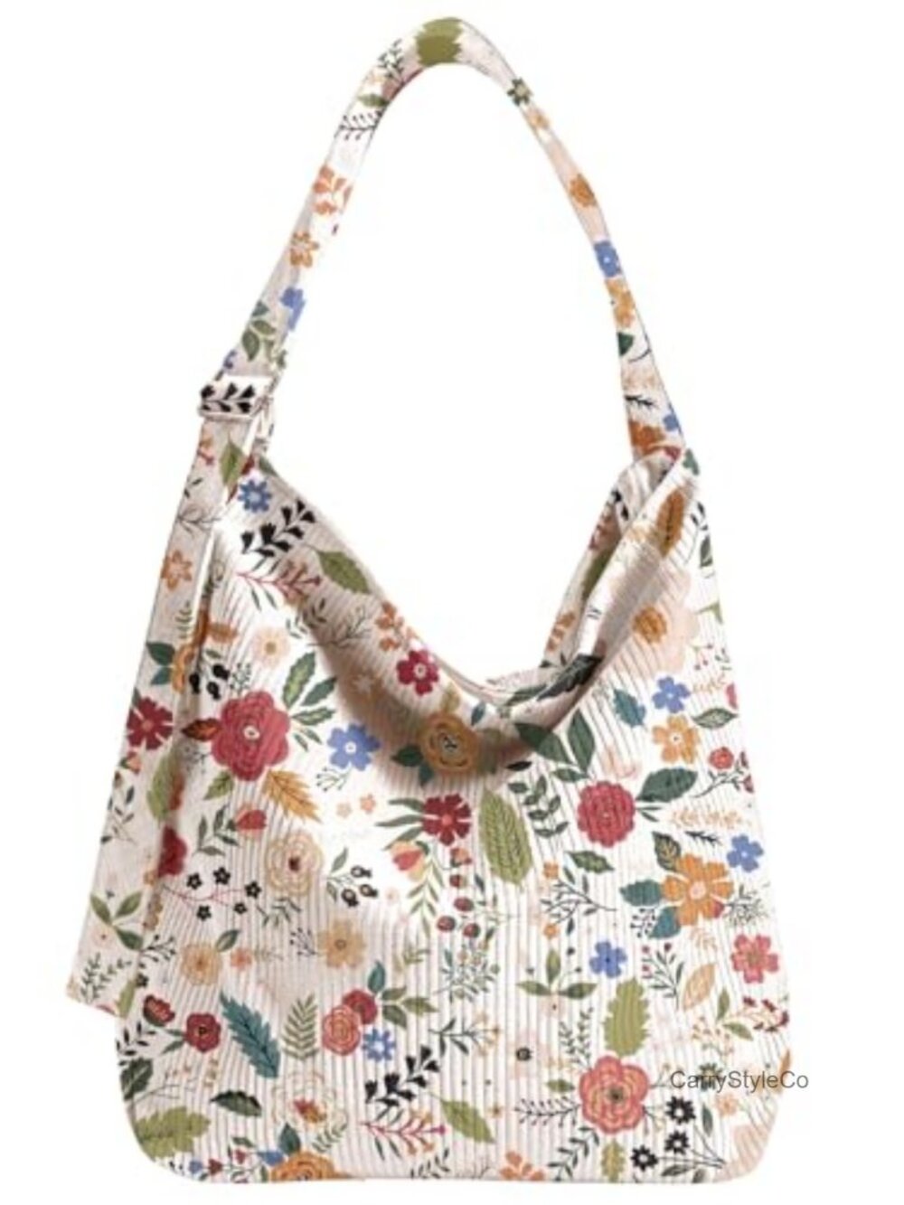Corduroy Hobo Bag Large Zipper Tote Adjustable Crossbody Shoulder Bag